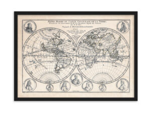 Mappe-monde ou carte générale de la terre (1705) - by Nicolas de Fer | Framed poster (metric sizes)