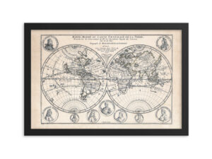 Mappe-monde ou carte générale de la terre (1705) - by Nicolas de Fer | Framed poster (imperial sizes)