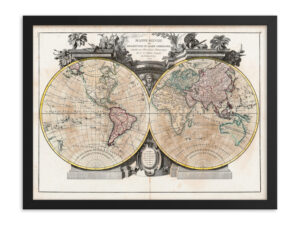 Mappe Monde (1774) - by Jean Janvier | Framed poster (imperial sizes)